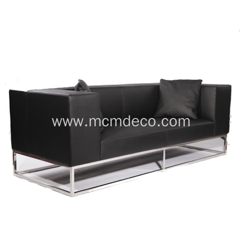 Modern Leather Sofa with Stainless Steel Frame